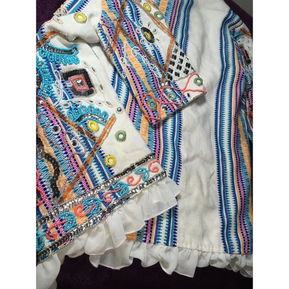 Indigo Moon Full Front Beaded Blazer size Medium New with Tags - Picture 12 of 14